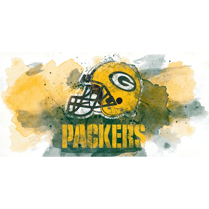 Green Bay Packers Sign Glass Wall Art Watercolor