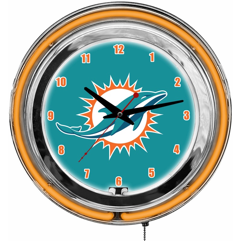 Miami Dolphins Clock Neon 14″