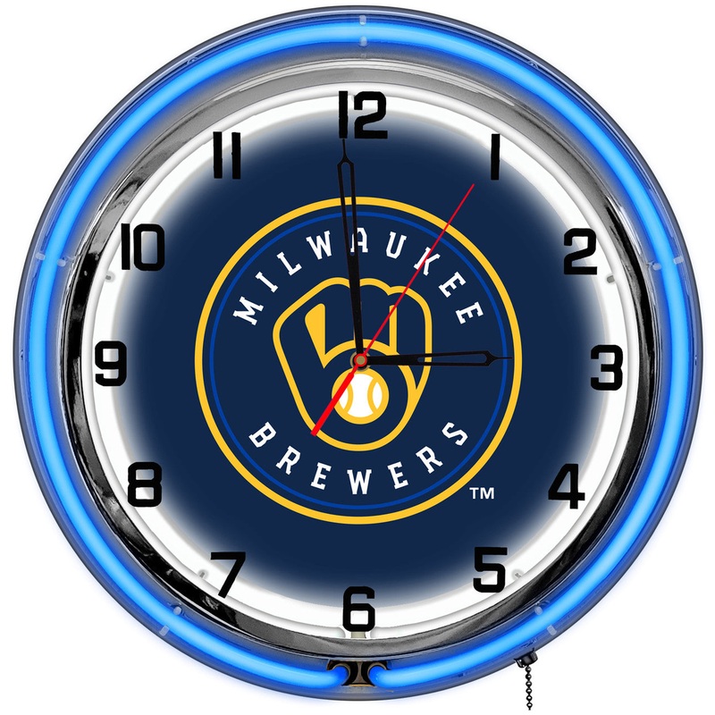 Milwaukee Brewers Clock Neon 18″