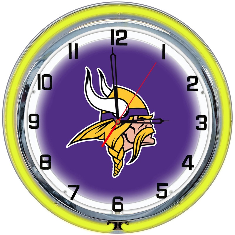 Minnesota Vikings Clock Neon 18″