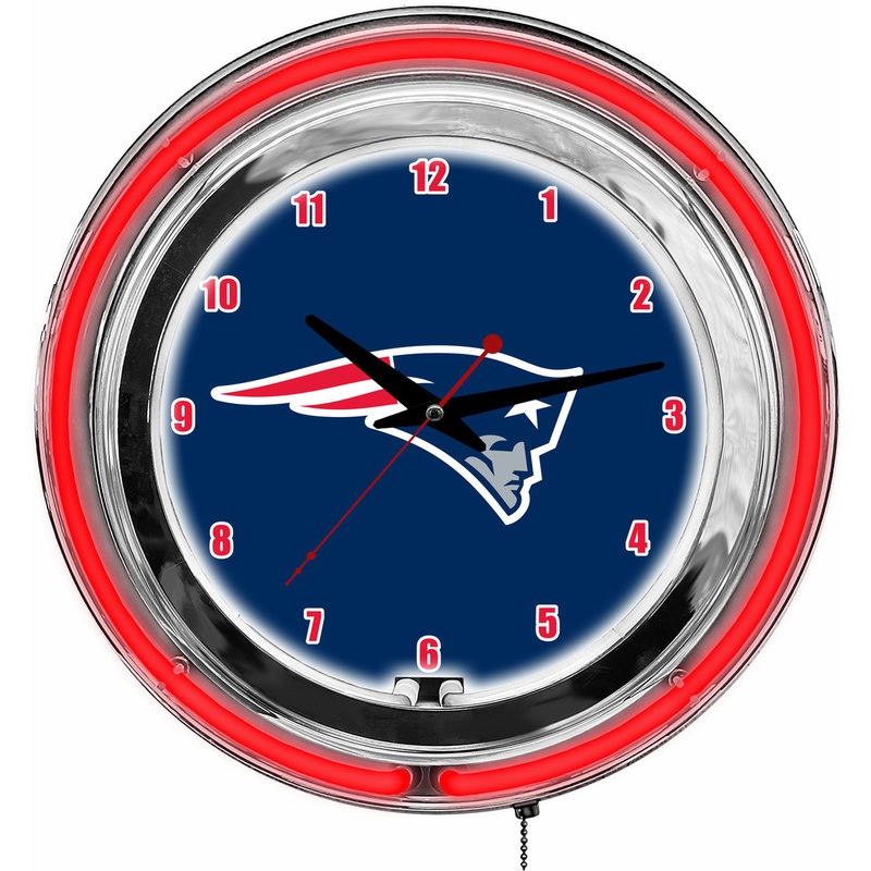 New England Patriots Clock Neon 14″