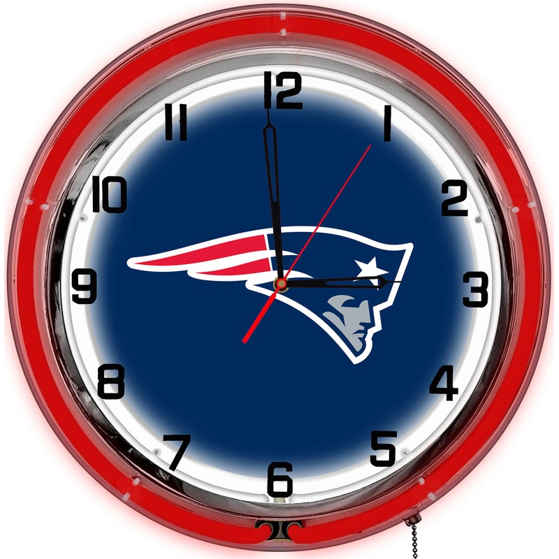 New England Patriots Clock Neon 18″