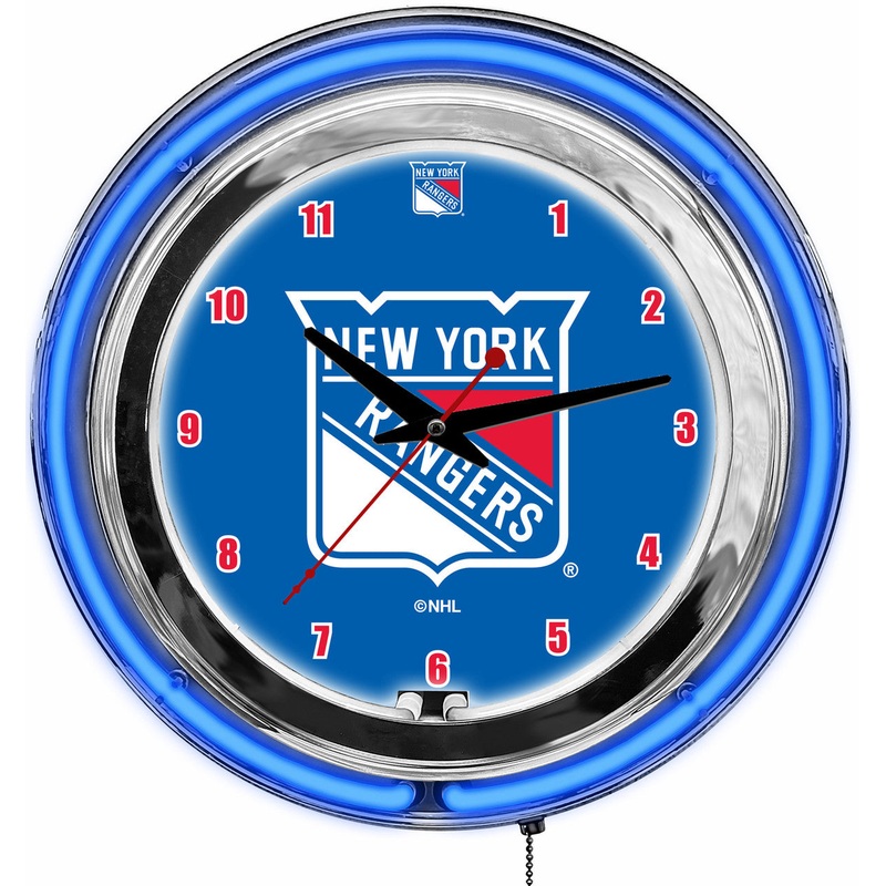 New York Rangers Clock Neon 14″