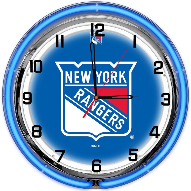 New York Rangers Clock Neon 18″