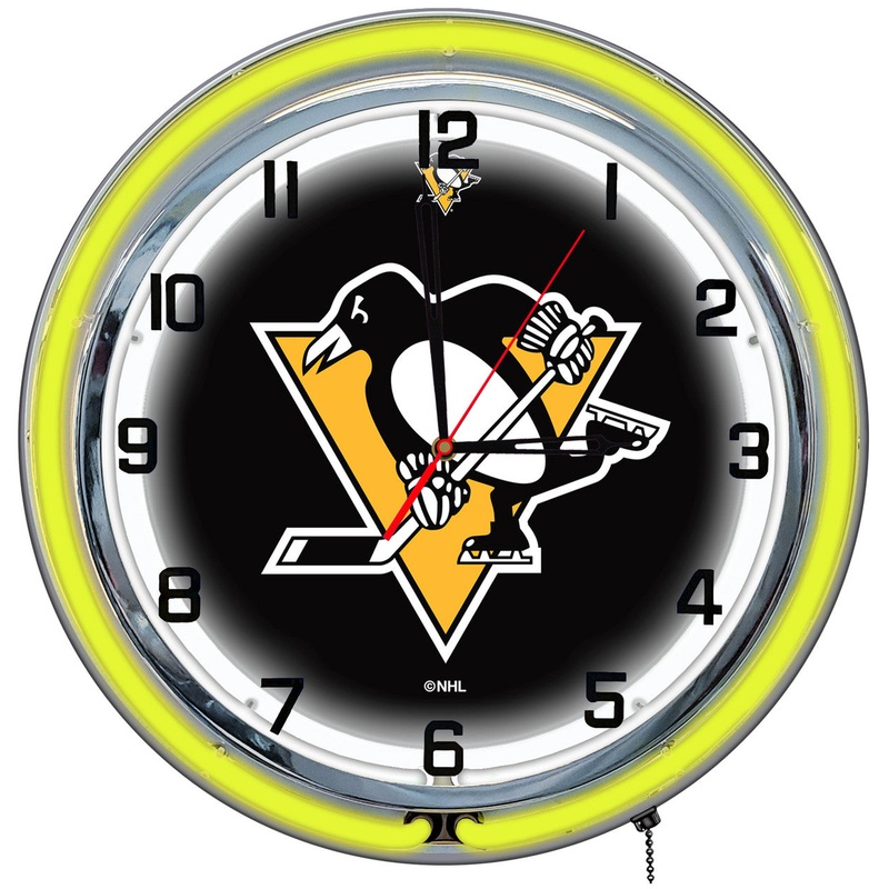 Pittsburgh Penguins Clock Neon 18″