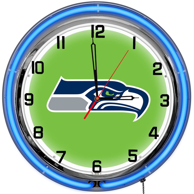Seattle Seahawks Clock Neon 18″
