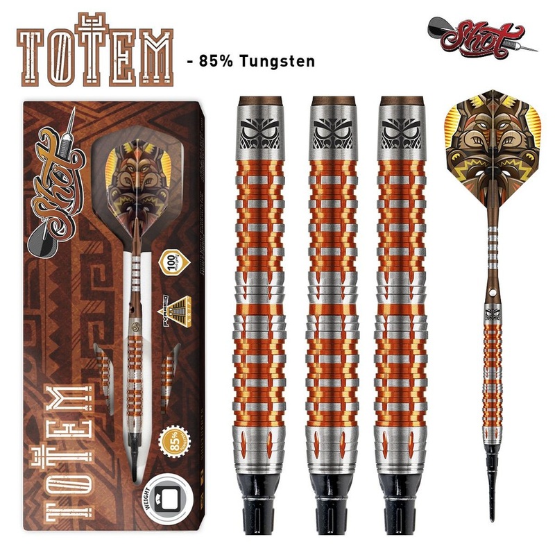 DISCONTINUED TOTEM 3 SERIES SOFT TIP DART SET-85% TUNGSTEN-18gm