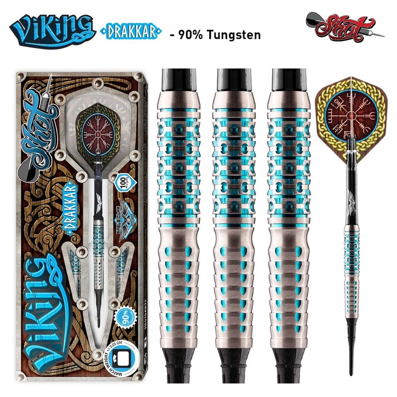 DISCONTINUED VIKING DRAKKAR SOFT TIP DART SET-90% TUNGSTEN