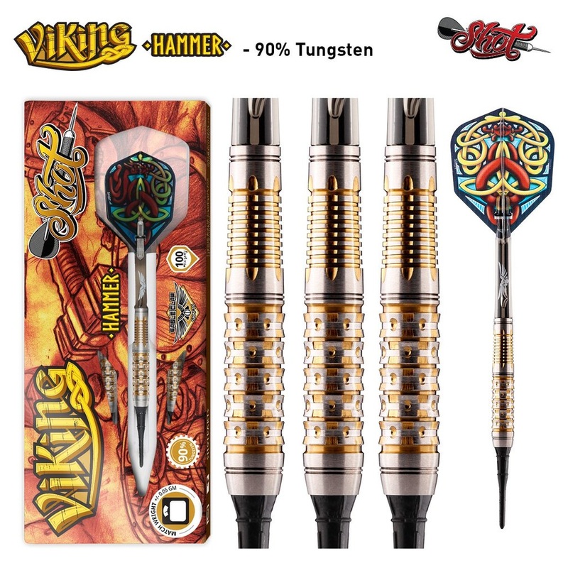 DISCONTINUED VIKING HAMMER SOFT TIP DART SET-90% TUNGSTEN 18g