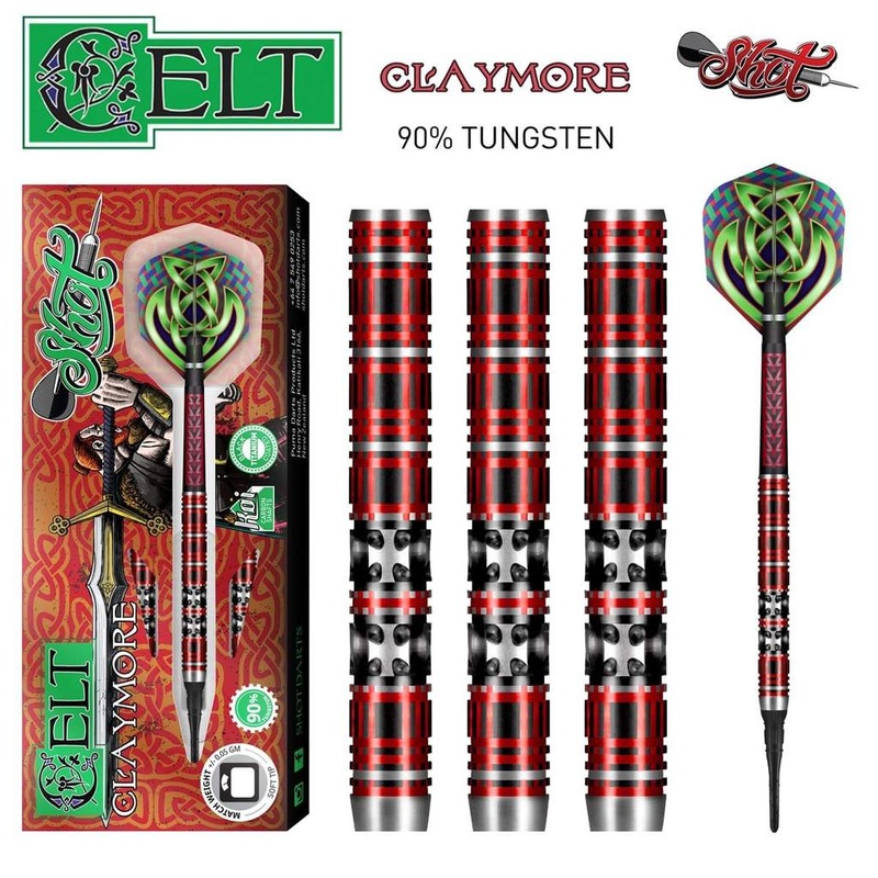 CELT CLAYMORE SOFT TIP DART SET-90% TUNGSTEN BARRELS