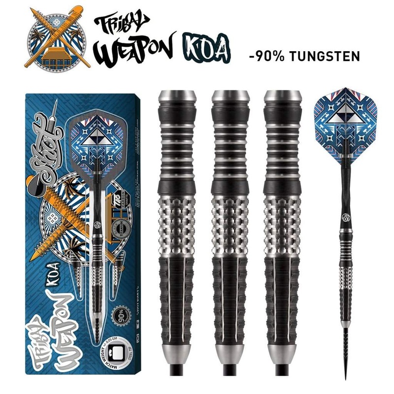 DISCONTINUED TRIBAL WEAPON KOA STEEL TIP DART SET-90% TUNGSTEN
