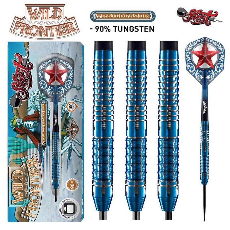 DISCONTINUED WILD FRONTIER TRAILBLAZER STEEL TIP DART SET-90% TUNGSTEN