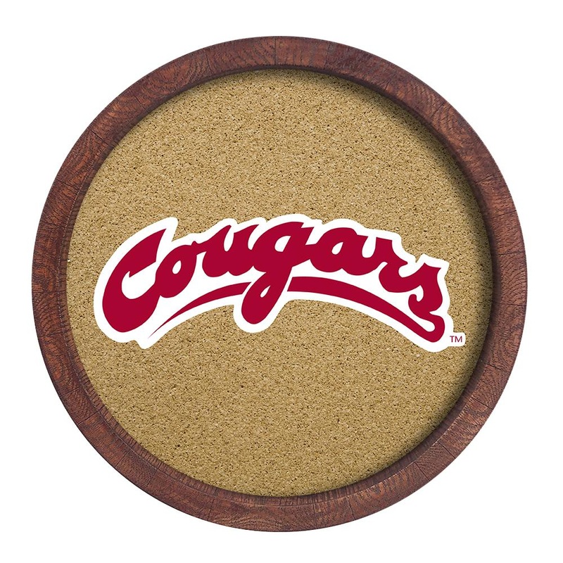 Washington State Cougars: “Faux” Barrel Framed Cork Board