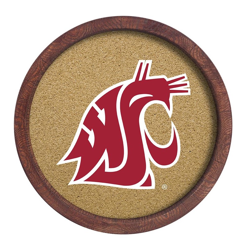 Washington State Cougars: Logo – “Faux” Barrel Framed Cork Board