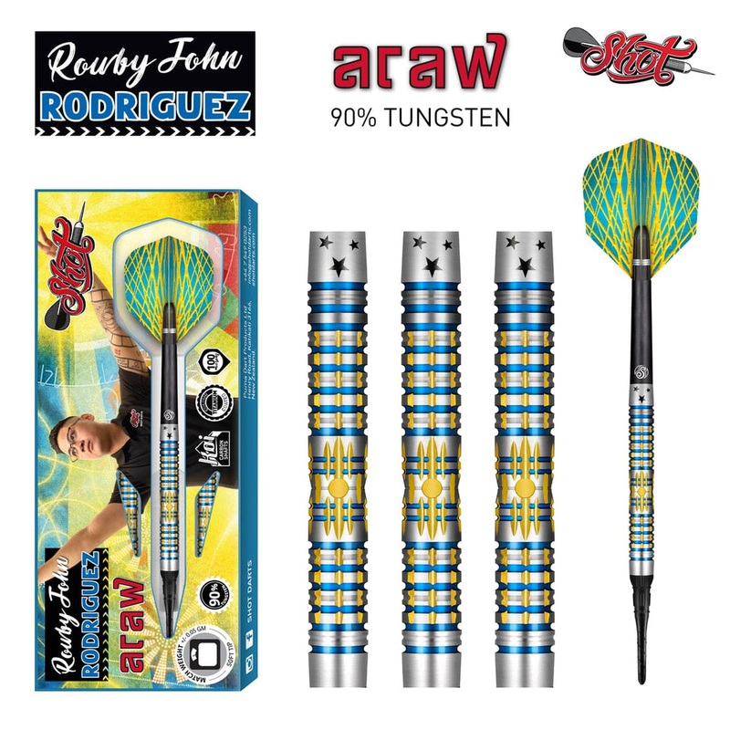 Rowby-John Rodriguez Araw Soft Tip Dart Set-90% Tungsten Barrels