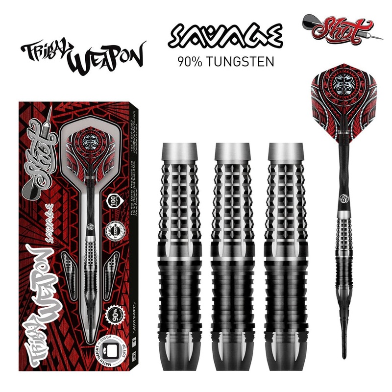 TRIBAL WEAPON SAVAGE SOFT TIP DART SET-90% TUNGSTEN BARRELS