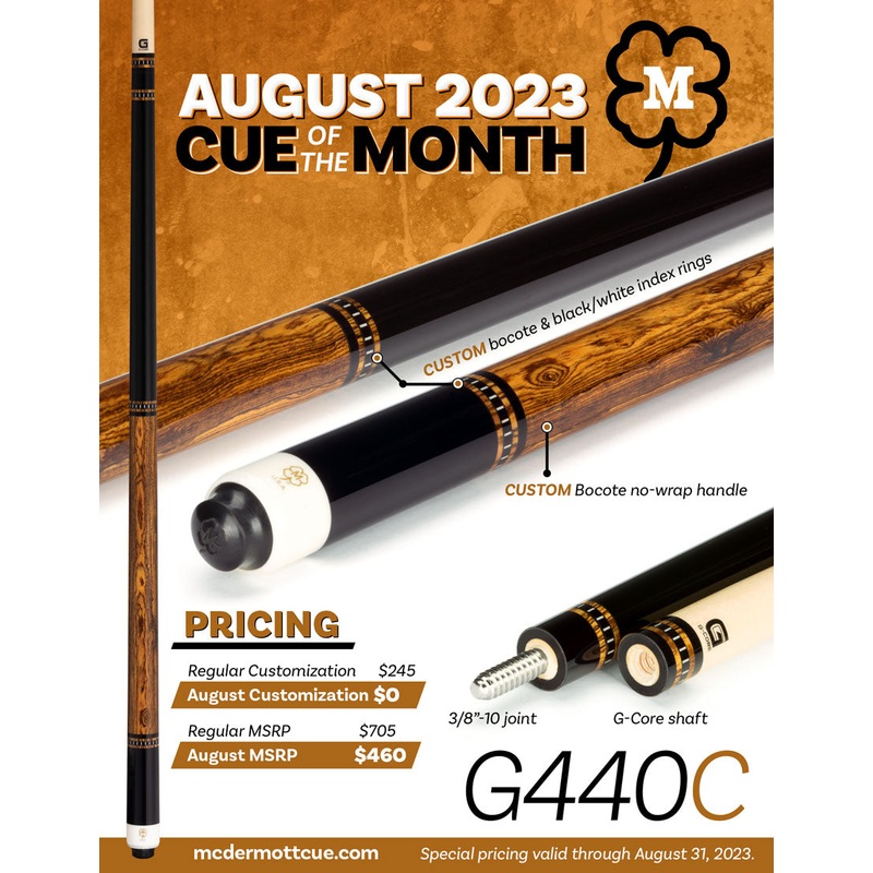 McDermott G440C AUGUST 2023 CUE OF THE MONTH