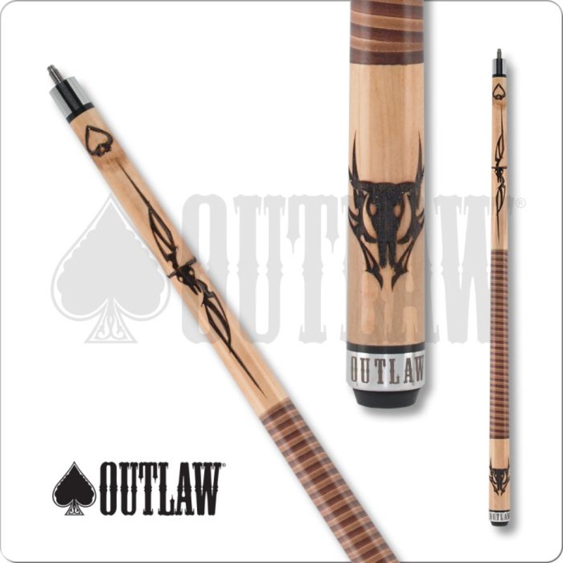 Outlaw Original OL42 Cow Skull Two Toned Wrap Cue