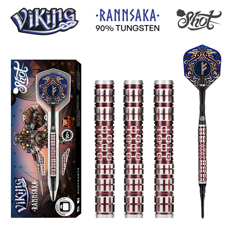 SHOT DARTS VIKING RANNSAKA SOFT TIP DART SET – 90% TUNGSTEN BARRELS