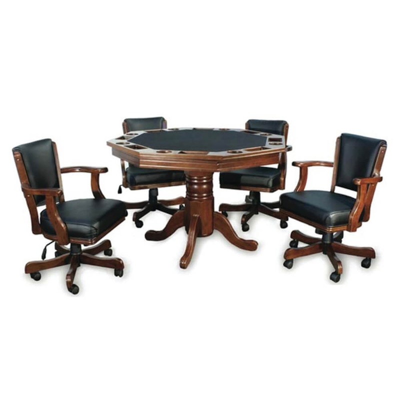 Octagonal Convertible Poker Set with 4 Chairs