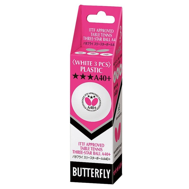 3-Piece White Butterfly A40+ 3-Star Ball Set