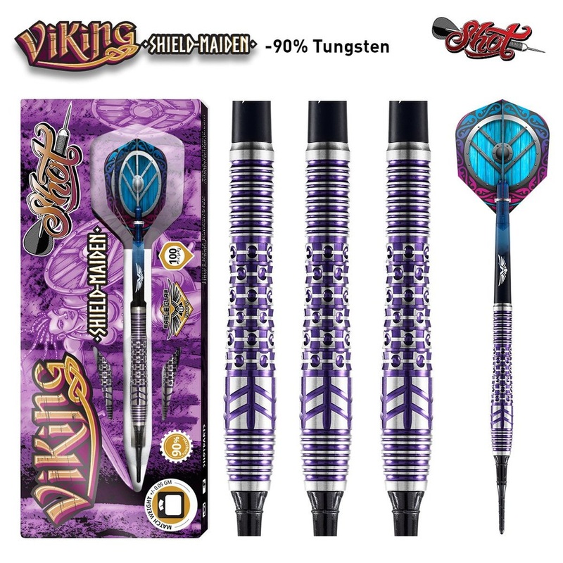 VIKING SHIELD-MAIDEN SOFT TIP DART SET-90% TUNGSTEN 18gm