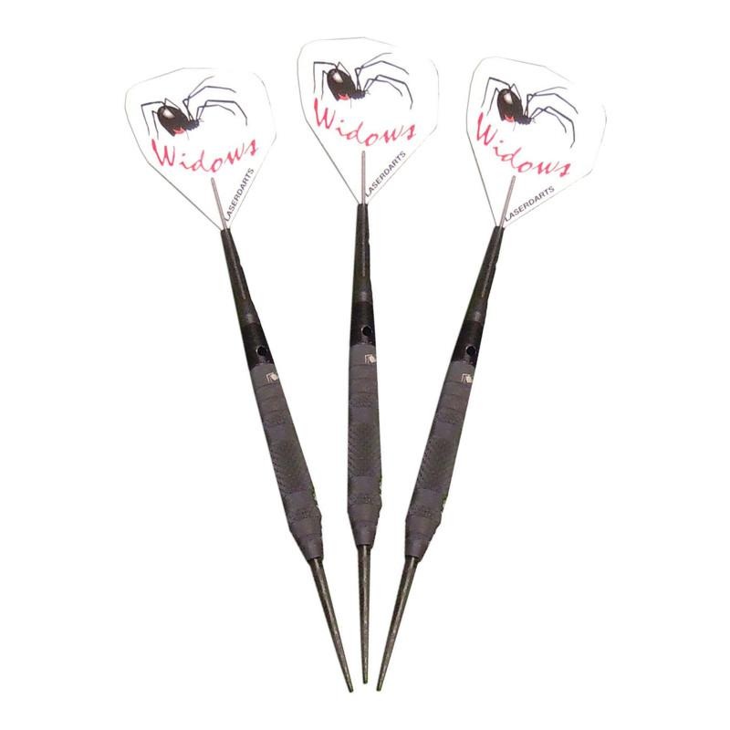 Laserdarts Black Widows 90% Tungsten Steel Tip Darts Knurled Barrel 26 Grams