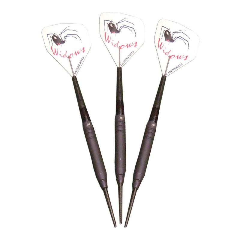 Laserdarts Black Widows 90% Tungsten Steel Tip Darts Smooth Barrel 23 Grams