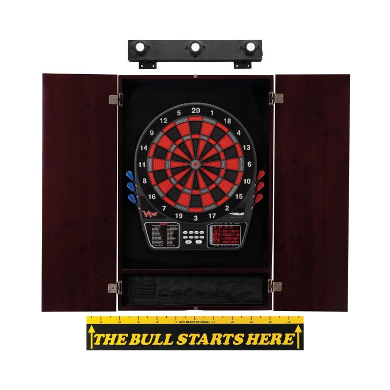 Viper 797 Electronic Dartboard, Metropolitan Mahogany Cabinet, Throw Line Marker & Shadow Buster Bundle