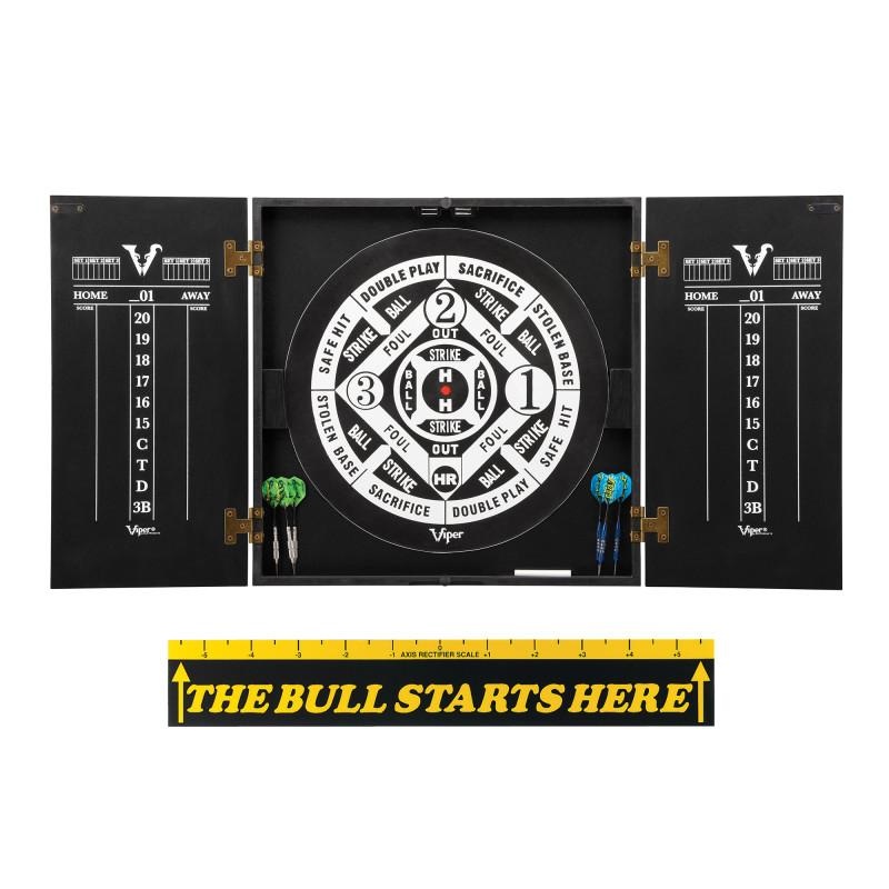 Viper Hideaway Cabinet with Coiled Paper Dartboard & “The Bull Starts Here” Throw Line Marker