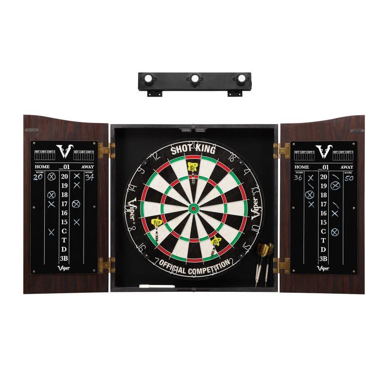 Viper Vault Cabinet with Shot King Sisal Dartboard & Shadow Buster Dartboard Lights