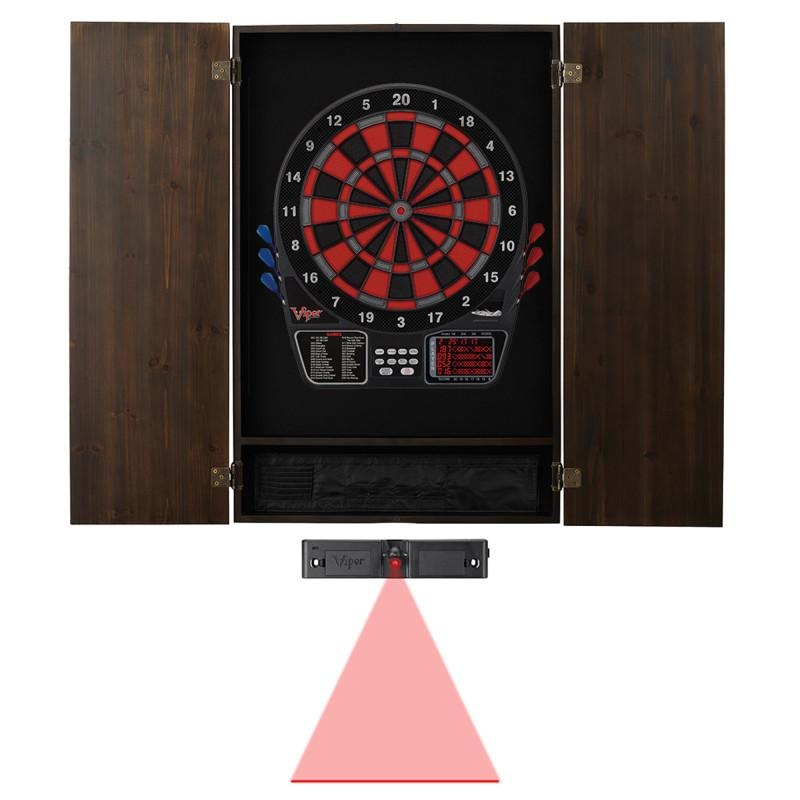 Viper Metropolitan Espresso Soft Tip Dartboard Cabinet, 797 Electronic Dartboard, and Dart Laser Line