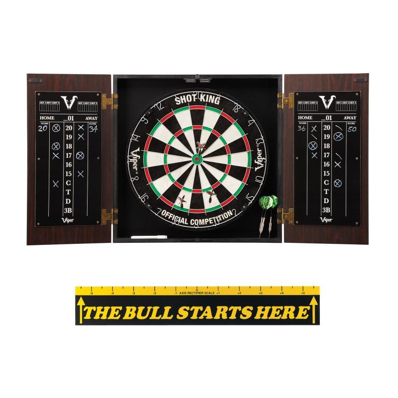 Viper Stadium Cabinet with Shot King Sisal Dartboard & “The Bull Starts Here” Throw Line Marker