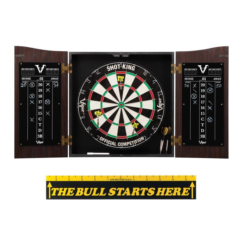 Viper Vault Cabinet with Shot King Sisal Dartboard & “The Bull Starts Here” Throw Line Marker