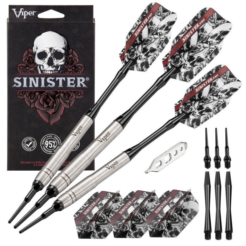 Viper Sinister Darts 95% Tungsten Soft Tip Darts Grooved Barrel 18 Grams