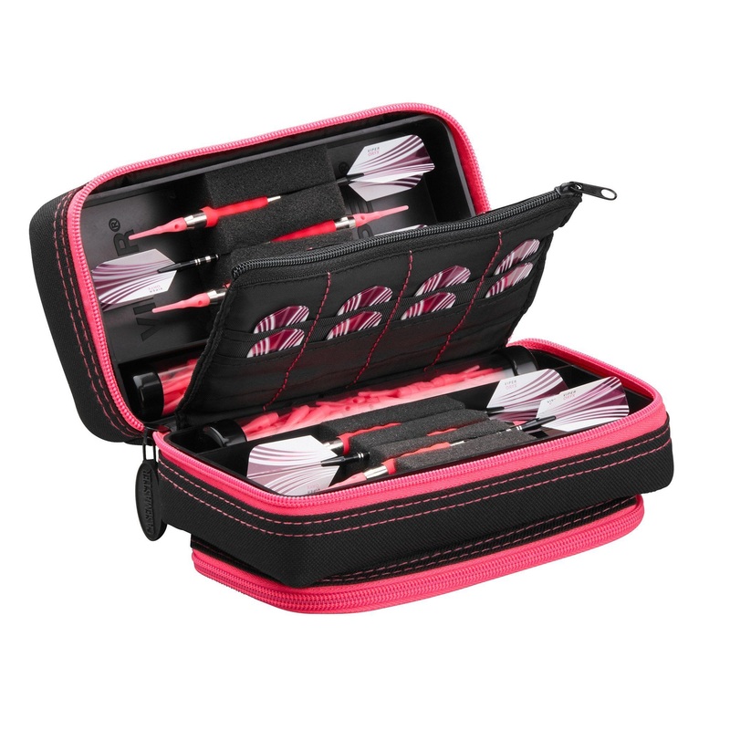 [OPEN BOX]  Casemaster Plazma Pro Dart Case Black with Pink Trim and Phone Pocket