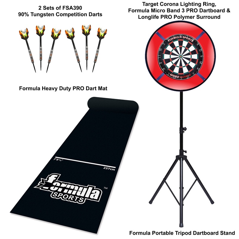 PRO Dartboard, Lighting, Stand, Surround, Mat & Darts MEGA BUNDLE – FREE SHIPPING