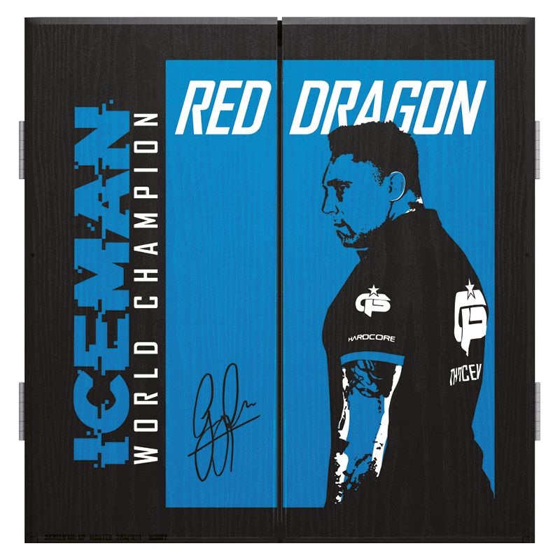 RED DRAGON – Gerwyn Price “ICEMAN” Deluxe Dartboard Cabinet