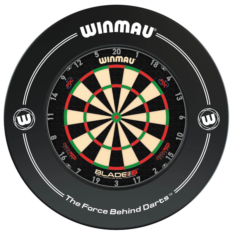 WINMAU – Blade 6 TRIPLE CORE Dartboard & BLACK Surround DEAL