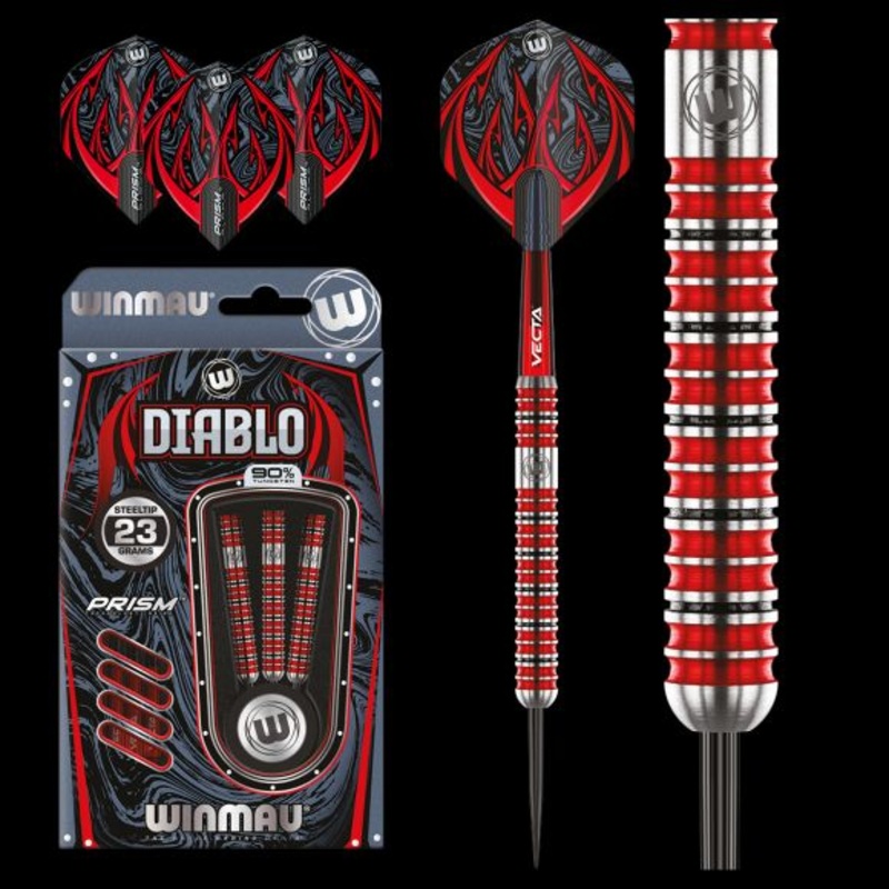 WINMAU – Diablo Straight Barrel – 90% Tungsten Darts – 23g