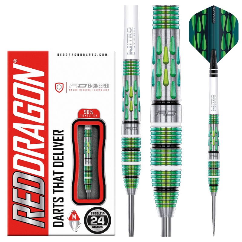 RED DRAGON – Artura Screamin’ Green Darts – 90% Tungsten – 24g