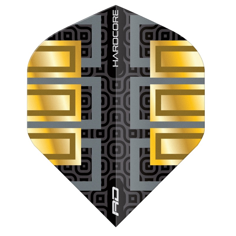 RED DRAGON – Hardcore Premium Metallic Block Flights – Black and Gold