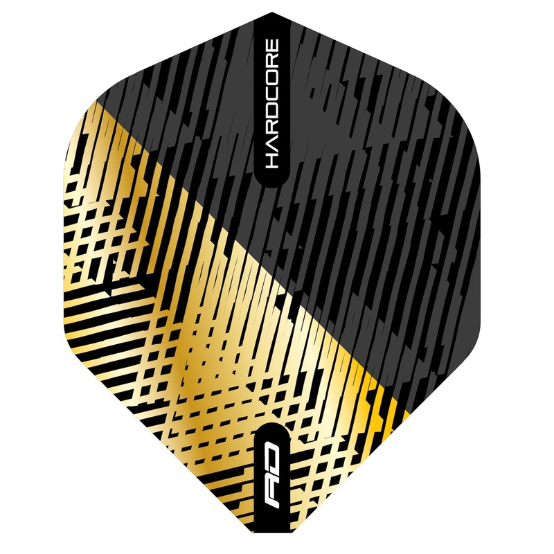RED DRAGON – Hardcore Premium Metallic Fleck Flights – Black and Gold