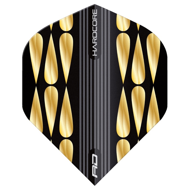 RED DRAGON – Hardcore Premium Metallic Raindrop Flights – Black and Gold