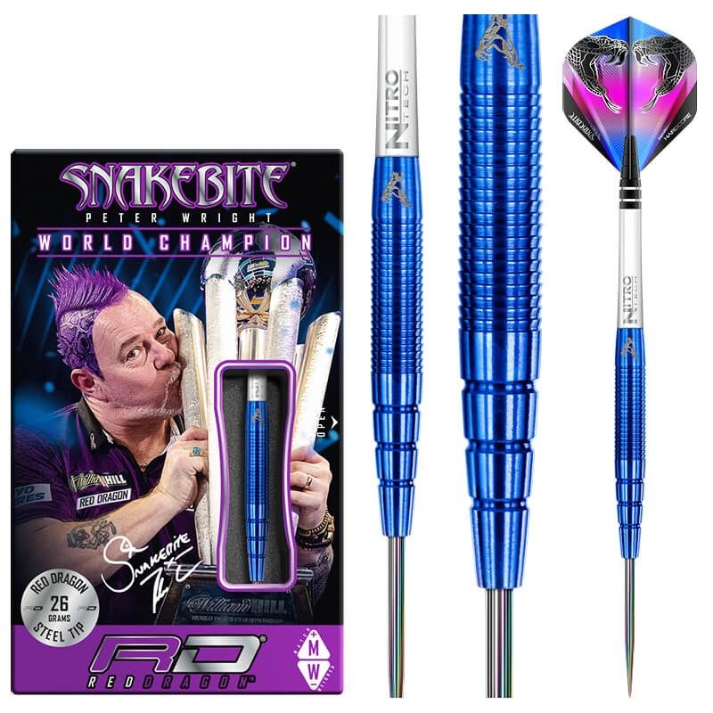 RED DRAGON Peter Wright Snakebite BLUE PL15 Darts – 90% Tungsten – 22g