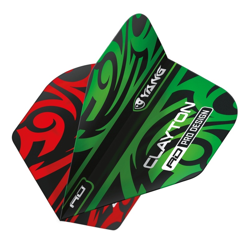 RED DRAGON – Jonny Clayton Green and Red Yin Yang Dart Flights – Standard Shape