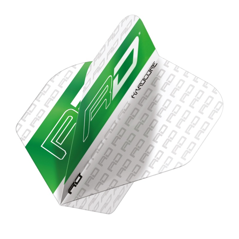 RED DRAGON – RD Logo White and Green Dart Flights – Standard Shape