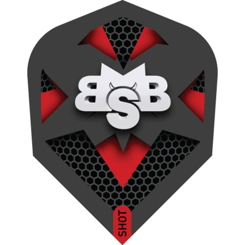 SHOT – Michael Smith Red Black Tenacious Dart Flight Set – Small Standard