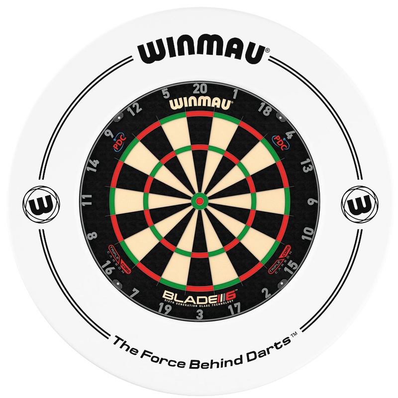 WINMAU – Blade 6 TRIPLE CORE Dartboard & WHITE Surround DEAL