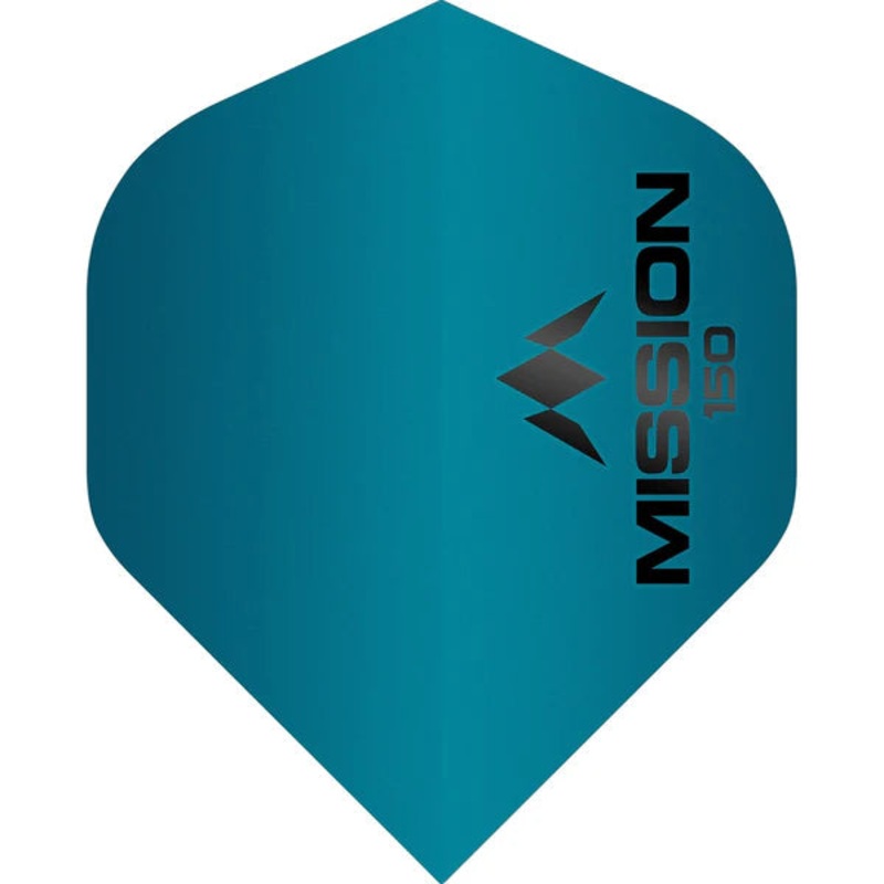 MISSION – Logo 150 No2 Size Dart Flights – 150 MICRON Extra Thick – BLUE